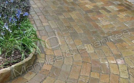 Garda Yellow Natural Sandstone Paving Suppliers from India